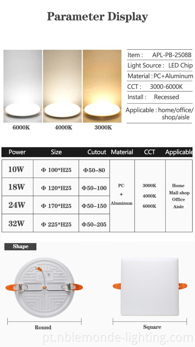 Recessed Fixture Troffer LED Panel Light